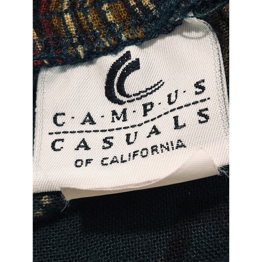 Campus Casuals of California Vintage Pleated Midi Skirt Teal Geometric Abstract - Picture 8 of 11